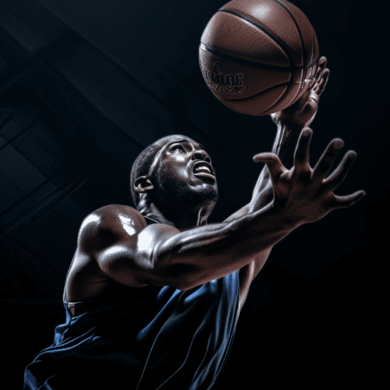 Basketball player rebounding